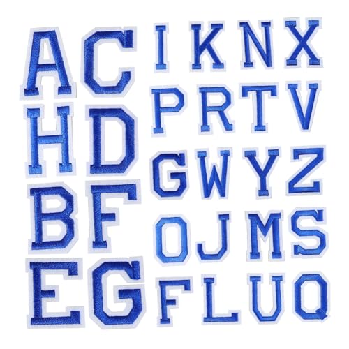 TEHAUX 26 Stück Teiliges Bügel buchstaben Patches Bestickte Applikationen in Dunkelblau zum Aufbügeln oder Annähen für Kleidung Rucksäcke Jacken und DIY verzierungen von TEHAUX