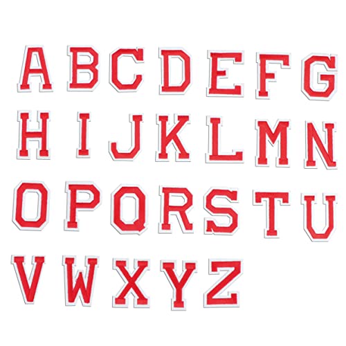 TEHAUX 26 Stück Teiliges Englische Buchstaben Aufnäher Aufbügeln für Kleidung Hüte Jeans Rote Bestickte Patches DIY Zubehör für Kreative Projekte von TEHAUX