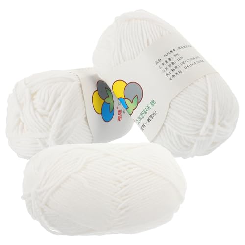TEHAUX 3 Rollen Baumwollgarn zum Häkeln Weich Langlebig Atmungsaktiv DIY Handstrickgarn für Mützen Schals Puppen Handarbeiten Baumwolle für Bastelarbeiten von TEHAUX
