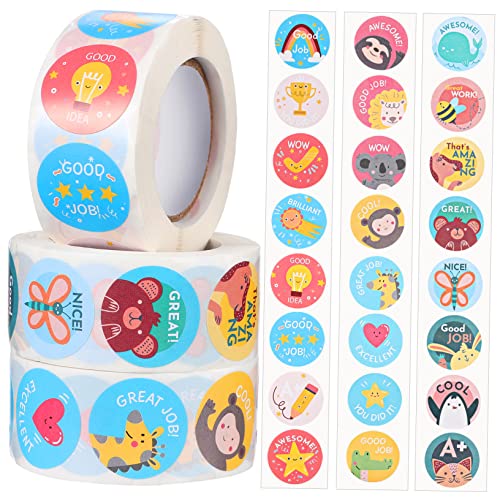 TEHAUX 3 Rollen Cartoon-aufkleber Mini-aufkleber Belohnungstabelle Für Kleinkinder Basteln Für Name Für Schüttgut Aufkleber Wiederverwendbare Aufkleber Hey Papier von TEHAUX