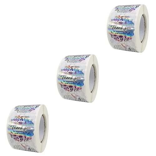 TEHAUX 3 Rollen Regenbogenblumenaufkleber Aufkleber Etiketten farbig dekorativ Gruß Rosa klebesticker stickers aufkleber Umschlag Aufkleber Siegelaufkleber für das Festival Papier. von TEHAUX