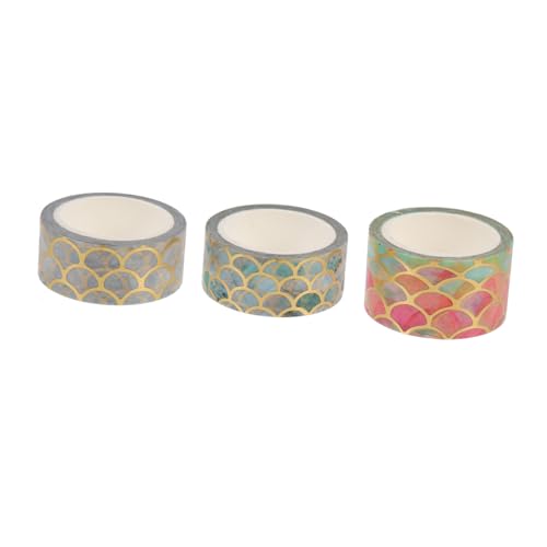 TEHAUX 3 Rollen Scrapbook Washi Tape mit Goldener Wellenprägung Dekoratives DIY Klebeband für Tagebücher Planer Geschenkverpackung Hochwertiges Papierklebeband für Bastelprojekte von TEHAUX