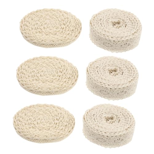 TEHAUX 3 Sätze Hochzeitskleid Spitze Band Zum Basteln Spitze Zum Basteln Verpackung Spitzendekoration Dünnes Spitzenband Nähen Handwerk Dekoration Baumwollfaden Beige 2 Rollen * 3 von TEHAUX