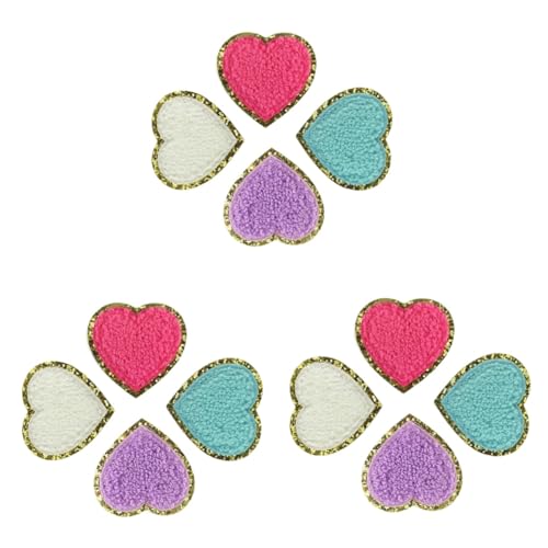 TEHAUX 3 Sätze Liebes Patch Kleiderflicken Hutaufnäher Aus Polyester Pflaster Aufkleben Hutflecken Kleine Patches Für Kleidung Bestickte Aufnäher Für Kleidung Zufällige Farbe 4 Stück * 3 von TEHAUX