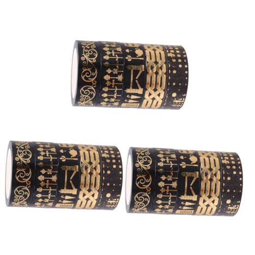 TEHAUX 3 Sätze Washi-tape Dekoratives Klebeband Bunt Goldfolie Dekoration Fotoalbumband Tagebuch-dekorband Papierklebeband Selber Machen Geschenkverpackungsband Schwarz 5 Rollen * 3 von TEHAUX