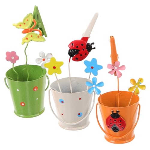 TEHAUX 3 Stück Blumenkartenhalter büro dekoration bürodekoration Notizblock Notizklammer-Ornament staffelei hochzeitsdeko Kartenhalter für Schreibtisch Desktop-Display-Schilderhalter von TEHAUX