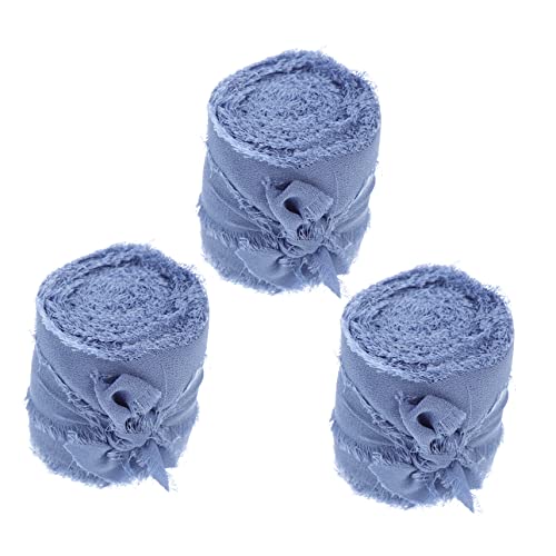 TEHAUX 3 Stück Chiffon-band Bänder Zum Verpacken Schimmernd Blau Weiß Party Streifen Wickelband Schleife Band Zum Verpacken Bänder Zum Basteln Hängend Dekorationen Polyester Blue von TEHAUX