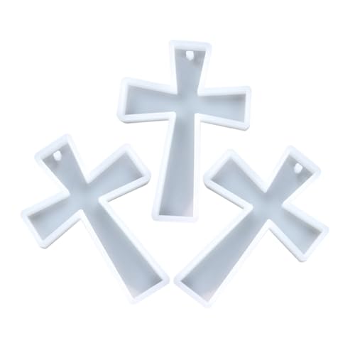 TEHAUX 3 Stück DIY Kreuz Silikonformen Epoxidharz Gussformen Flexible Kreuz Silikonform Für DIY Harz Schlüsselanhänger Anhänger Basteln Epoxidharz Gussform von TEHAUX