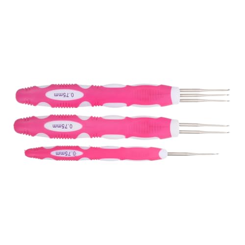 TEHAUX 3 Stück Ergonomische Häkelhaken mit Einzel Doppel Dreifachkopf für Haarverlängerung Dreadlock Styling und Einflechten Weicher Griff für Komfortable Nutzung von TEHAUX