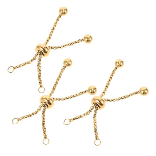 TEHAUX 3 Stück Push And Pull Armband Schmuckarmbänder Bettelarmband Stahlkettenverlängerungen Für Halsketten Armband Mit Metallenden Perlenketten Für Frauen Schiebeperlen Goldener von TEHAUX