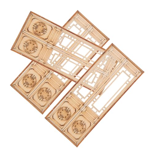 TEHAUX 3 Stück Teiliges Holz Doppeltüren für Puppenhaus Traditionelles Huistyle Architekturmodell Bewegliche Türen Diy Möbelornamente Kulturelle Miniatur Dekoration von TEHAUX