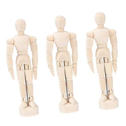 TEHAUX 3 Stück Teiliges Holz Mannequin Modell für Künstler Gelenkige Holzfigur für Skizzen Büro und Wohnraumdekoration Beige TEHAUX 3 Stück Teiliges Holz Mannequin Modell für Künstler Gelenkige Holzfigur für Skizzen Büro und Wohnraumdekoration Beige von TEHAUX