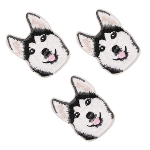 TEHAUX 3 Stück Teiliges Hund Aufnäher zum Aufbügeln Bestickte Patches Strapazierfähige DIY Applikationen für Kleidung Taschen Jeans Kindgerechte Reparatur und Dekoration von TEHAUX