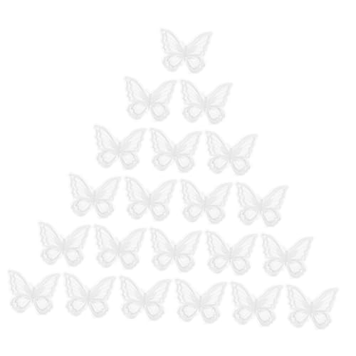 TEHAUX 30 Stück Doppelt Gestickter Schmetterling Schmetterlings-stickpatches Stickerei Flicken Für Kleidung Schmetterlinge Dekoration Schmetterlings-stickapplikation Flecken Weiß Organza von TEHAUX