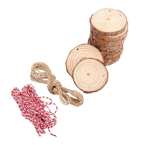 TEHAUX 30 Stück Teiliges Rundes Holzscheiben DIY Basteln mit Glatter Oberfläche Gebohrt Juteband und Baumwollschnur für Wandtafel und Wohnkultur Dekorationen von TEHAUX