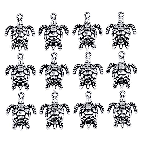 TEHAUX 30 Stück Turtle -anhängerzubehör Diy -schmuckzubehör Ohrringanhänger Aus Legierung Silver von TEHAUX