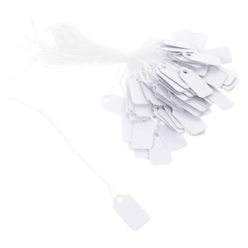 TEHAUX 300 Stück Schnur Tags-Aufkleber Etiketten Aufkleber Schmuck Tags Markierungsetikett Schmuckpreisschilder Schmuckpreis-Tags Kleidungsetiketten Papieretiketten Papierkarte Weiß von TEHAUX