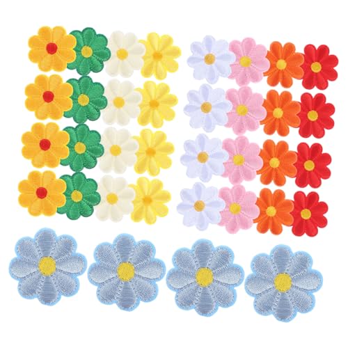TEHAUX 36 Stück Patch aufnähen apfelding bügeln Blumenmuster Patches aufbügelbilder Flicken für Bekleidung Stickereiapplikationen Aufnäher für Jeans Bügelflicken für Jeans Polyester von TEHAUX