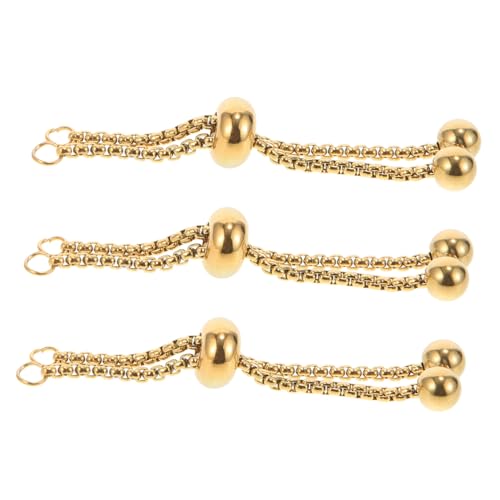 TEHAUX 3Stücke Armbandverlängerungskette mit Kugelenden DIY Schmuckzubehör Anpassbare Kette für Armbänder Robust und Langlebig Goldene Verlängerung von TEHAUX