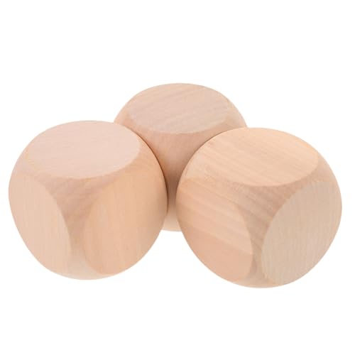TEHAUX 3Stücke Unvollendete Holzwürfel Leere DIY Bastelwürfel Holzklötze für Spiele und Bastelprojekte für Erwachsene von TEHAUX