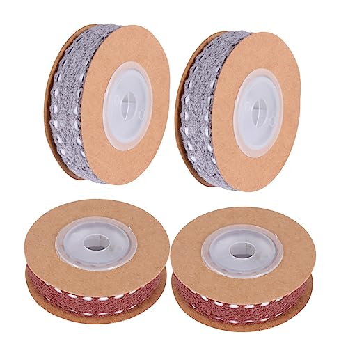 TEHAUX 4 Rollen 2 Bänder Haustierband Schneidezeremonie Set Künstliche Girlande Weißes Klebeband Klebestreifen Sackleinenband Wandaufkleber Dekorband Band Dekoration Tüllstoff von TEHAUX