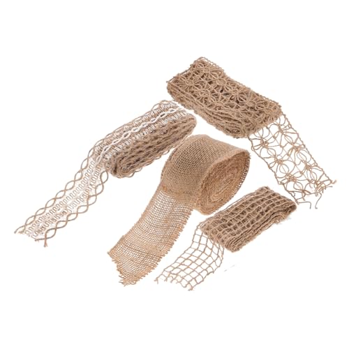 TEHAUX 4 Rollen Retro Juteband mit Hohldesign Vielseitiges Strapazierfähiges Geschenkband aus Robustem für Verpackung Blumenarrangements und DIY Dekorationen Braunes Bastelband TEHAUX 4 Rollen Retro Juteband mit Hohldesign Vielseitiges Strapazierfähiges Geschenkband aus Robustem für Verpackung Blumenarrangements und DIY Dekorationen Braunes Bastelband von TEHAUX