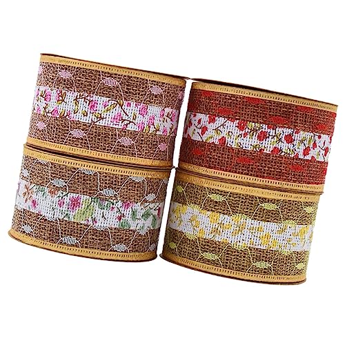 TEHAUX 4 Rollen Spitzenband ribbon schienbeinschoner tape Blumenkübeldekoration schmuckherstellung bandalette Juteband aus Sackleinen Vorhang poly Seil aus Hanfgeflecht Band Seil von TEHAUX