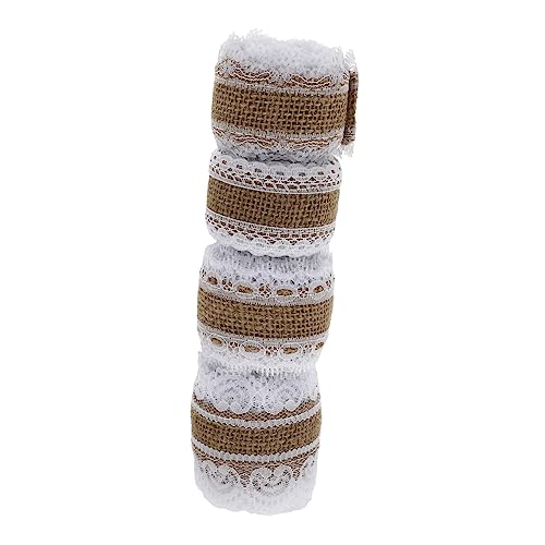 TEHAUX 4 Rollen Weihnachtliche Spitzenborte Hochzeitsdekoration DIY Stoffrüschendekor für Feste und Anlässe pro Rolle für Weihnachten Hochzeiten Partys und Mehr von TEHAUX