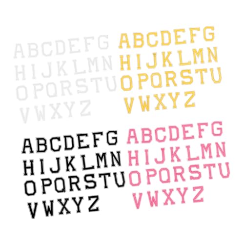TEHAUX 4 Sätze Buchstaben-Patch Flicken für Bekleidung gestickte Buchstaben bestickt Flecken Name Stoff Aufbügelapplikationen für Kleidung Flicken aufbügeln Polyesterfaden von TEHAUX