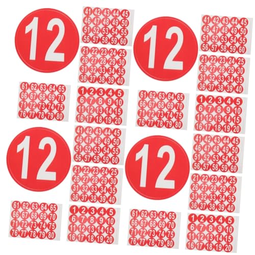 TEHAUX 4 Sätze Digitale Aufkleber Nummernaufkleber Aus Papier Vinyl Für Nummern Aufkleber Zahlenaufkleber Nummernaufkleber Zum Organisieren Markierungsnummernaufkleber Rot 4 Blätter * 4 von TEHAUX