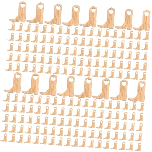 TEHAUX 4 Sätze Hochzeit Western Hängende Stiefelverzierungen Kleinkinder Cowboy Kratzen Für Ausgeschnitten Ausschnitte Basteln Schneiden Miniatur Light Brown Hölzern 50 Stück * 4 von TEHAUX
