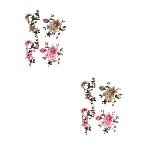 TEHAUX 4 Sätze Kleidung Nähen Stoff Zum Nähen Flicken Für Bekleidung Aufnäher Floral Aufnähen Bestickt Sticktuch Blumenbeete Applikations Patch Flicken Für Kleidung Rosa Polyester von TEHAUX
