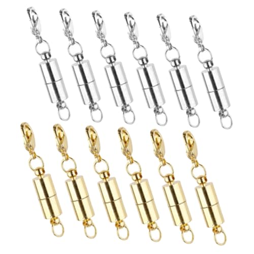 TEHAUX 4 Sätze Magnetischer Karabinerverschluss Magnetverschlüsse Für Halsketten Hummerschere Gold Magnetische Halskettenverschlüsse Verschließbare Magnetverschlüsse Kupfer 12 Stück * 4 von TEHAUX