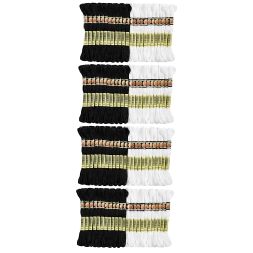 TEHAUX 4 Sätze Schwarz-weiß-kreuz Stich Faden Stickerei Faden Zum Nähen Stickfaden Kreuzen Stickgarn Vielfältig Zubehör Nähgarn Praktisches Nähset Kleiderfaden Polyester 24 Stück * 4 von TEHAUX