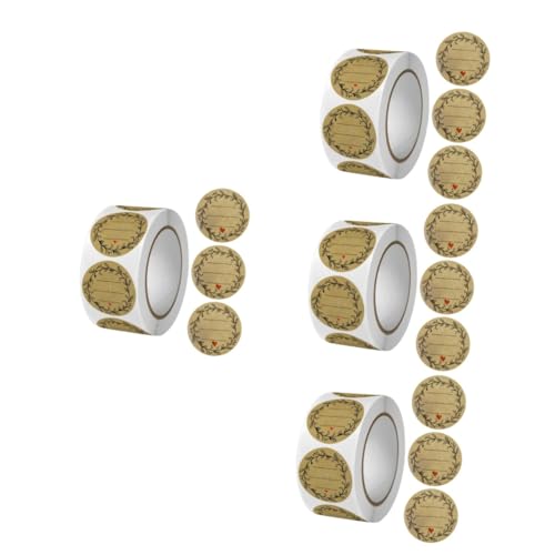 TEHAUX 4 Sätze Selbstklebende Etikettenaufkleber Danke Etikettenaufkleber Essen Kuchen Etiketten Aufkleber Versiegelungsaufkleber Aufkleber Siegel Süß Kraftpapier Khaki 500 Stück * 4 von TEHAUX