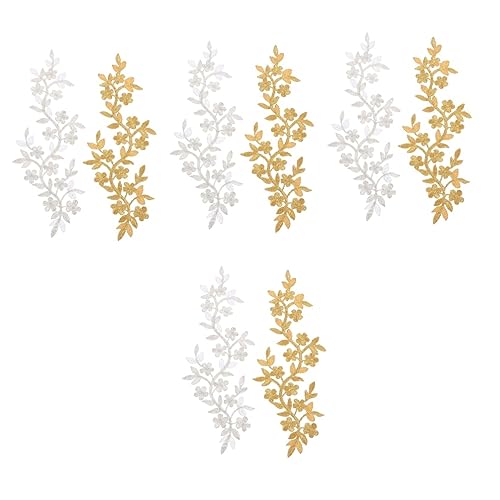 TEHAUX 4 Sätze Weinrebe Dekorative Blumen Flecken Kleidung Nähen Blumen- Bestickt Patch Name Stoffreparaturflicken Gestickte Aufnäher Stickgarn Polyester 2 Stück * 4 von TEHAUX