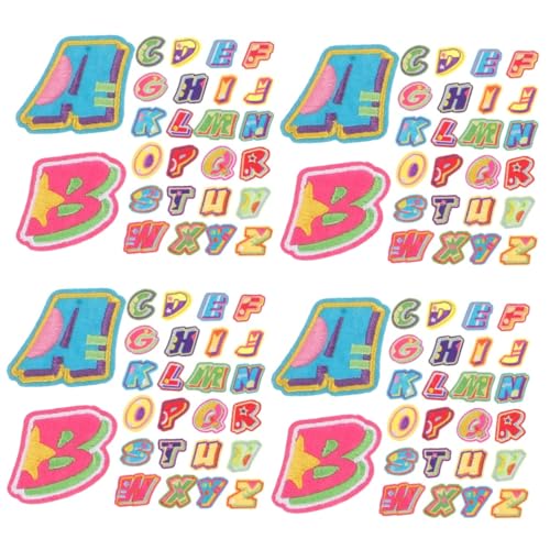 TEHAUX 4 Sets Häkelblumen Applikation Zubehör Nähprodukte Buchstaben Kleidung Stoffbuchstaben Aufnäher Ausbesserungsflicken Bestickte Aufkleber Buchstabenflicken Zum Aufkleben von TEHAUX