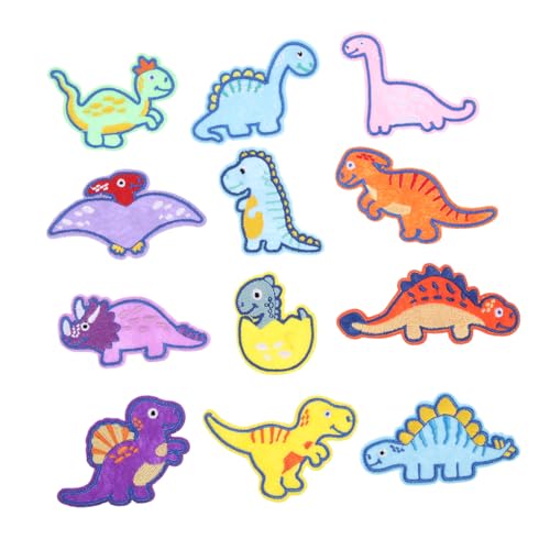 TEHAUX 4 Stück 2 Dinosaurier-aufkleber Stickereiflecken Gestickte Aufnäher Dinosaurierstoff Stickereiflicken Für Kleidung Nähen Patch Kleidungsflicken Bestickt Taschenaufnäher Polyester von TEHAUX