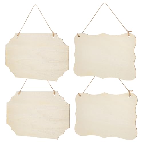 TEHAUX 4 Stück Hängende Holzschilder Unlackierte Holzplatten für DIY Projekte Vielseitige Dekoration für Türen Wände und Events Blanko zum Bemalen und Gestalten für Heimwerker und TEHAUX 4 Stück Hängende Holzschilder Unlackierte Holzplatten für DIY Projekte Vielseitige Dekoration für Türen Wände und Events Blanko zum Bemalen und Gestalten für Heimwerker und von TEHAUX