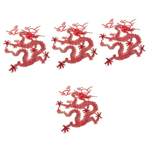 TEHAUX 4 Stück Kleidungszubehör Pride Individuelle Dekorationen Mächtige Stoffflicken Kleidungsstickerei Aufnäher Drachen Applikation Drachen Stickerei Aufnäher Etiketten von TEHAUX