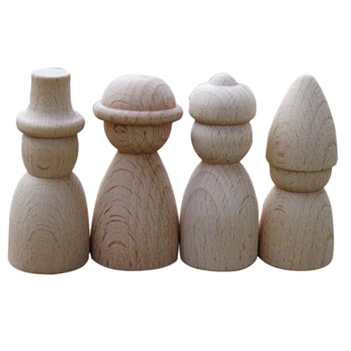 TEHAUX 4 Stück Sandtisch Holzpuppe Peg-Puppenkörper Holzverzierung Leute zum Malen aufstecken holzspielzeug dekoring weihnachten Menschenfiguren für DIY Holzpuppe hölzern von TEHAUX