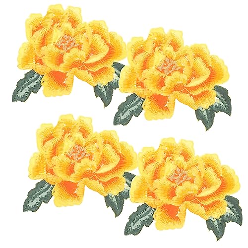TEHAUX 4 Stück Stickerei Blumen Gefälligkeiten stoffblumen stoffblüten aufbügelbilder Dekorative Aufnäher Flicken nähen Reparatur Kleidungsdekorationsstickerei dekorativer Stickerei-Patch von TEHAUX