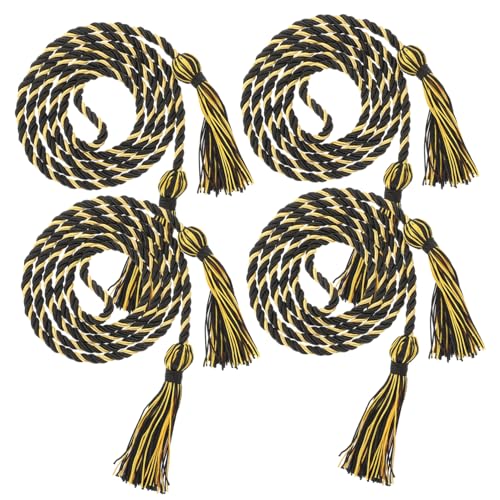 TEHAUX 4 Stück Teiliges Abschluss Ehrenkordel mit Quaste Geflochtene Graduation Cords in Schwarz Gold Lange Dekoration für Abschlussfeier und Abitur Vielseitige Ehrenkordeln für Kleid und TEHAUX 4 Stück Teiliges Abschluss Ehrenkordel mit Quaste Geflochtene Graduation Cords in Schwarz Gold Lange Dekoration für Abschlussfeier und Abitur Vielseitige Ehrenkordeln für Kleid und von TEHAUX