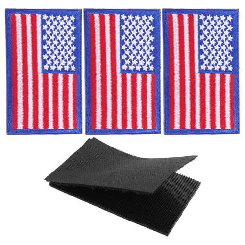 TEHAUX 4 Stück Teiliges American Flag Patch mit Befestigung Bestickte Flagge Aufnäher Abnehmbare Applikation für Rucksack Kleidung Hüte Jeans Patriotisches Design Einfach Anzubringen von TEHAUX