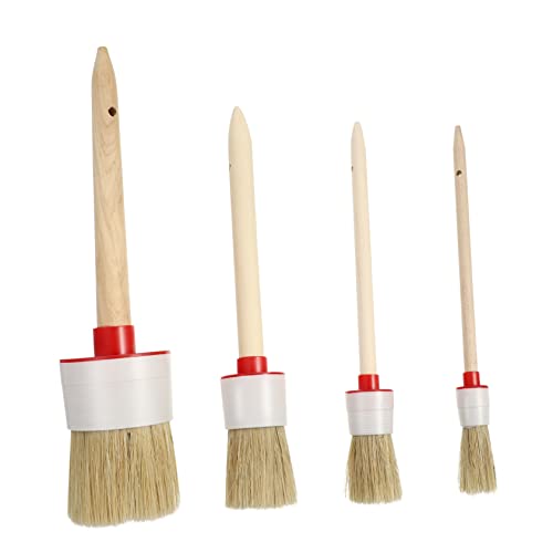 TEHAUX 4 Stück Teiliges Set Pinsel Borsten mit Runden Köpfen und Holzgriff für Möbel Wände und Innenausstattung Langlebig und Komfortabel Handhabung TEHAUX 4 Stück Teiliges Set Pinsel Borsten mit Runden Köpfen und Holzgriff für Möbel Wände und Innenausstattung Langlebig und Komfortabel Handhabung von TEHAUX