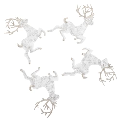 TEHAUX 4 Stück Teiliges Weihnachtsdeko Applikation Stickerei Reh Patches Dekorative Stoffaufkleber für Kleidung Vielseitig Einsetzbar und Tragbar Perfektes Weihnachtsgeschenk von TEHAUX