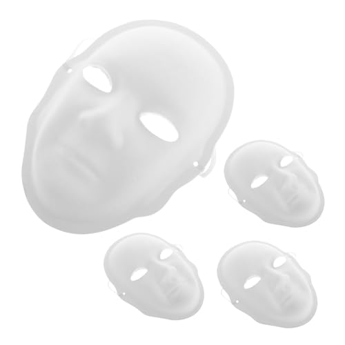 TEHAUX 4 Stück Weiße Pappmaché Masken zum Bemalen Leichte DIY Gesichtsmaske für Karneval Maskerade Halloween und Chinesische Oper Vielseitig und Komfortabel für Gesichtsgrößen von TEHAUX