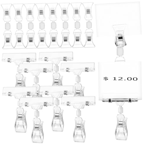 TEHAUX 40 Stück Drehbare Merchandise Display Clips Transparente Doppelseitige Preisschildhalter für Laden Vielseitige Klammern zum Befestigen und Präsentieren von Schildern und TEHAUX 40 Stück Drehbare Merchandise Display Clips Transparente Doppelseitige Preisschildhalter für Laden Vielseitige Klammern zum Befestigen und Präsentieren von Schildern und von TEHAUX