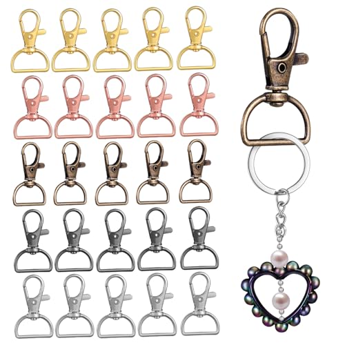 TEHAUX 40 Stück Metallhaken Schlüsselanhänger Clips Klauenclip Schlüsselanhänger DIY Clips Schlüsselring Karabiner Drehringe Verschluss von TEHAUX