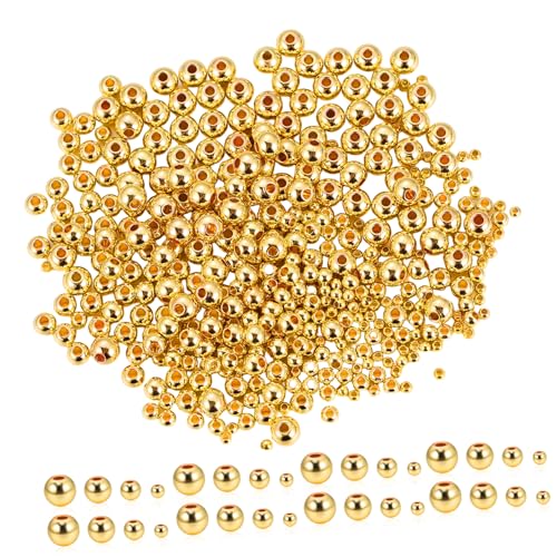 TEHAUX 400 Stück Spacer Perlen Goldfarben Abstandshalter Perlen für Armbandherstellung Runde Schmuckperlen mit Farbretention für DIY Schmuck Basteln Erwachsene TEHAUX 400 Stück Spacer Perlen Goldfarben Abstandshalter Perlen für Armbandherstellung Runde Schmuckperlen mit Farbretention für DIY Schmuck Basteln Erwachsene von TEHAUX